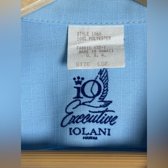 Iolani Vintage 80s Hawaii Men’s Guayabera Shirt Large Blue Cuban Camp Collar - Picture 4 of 7